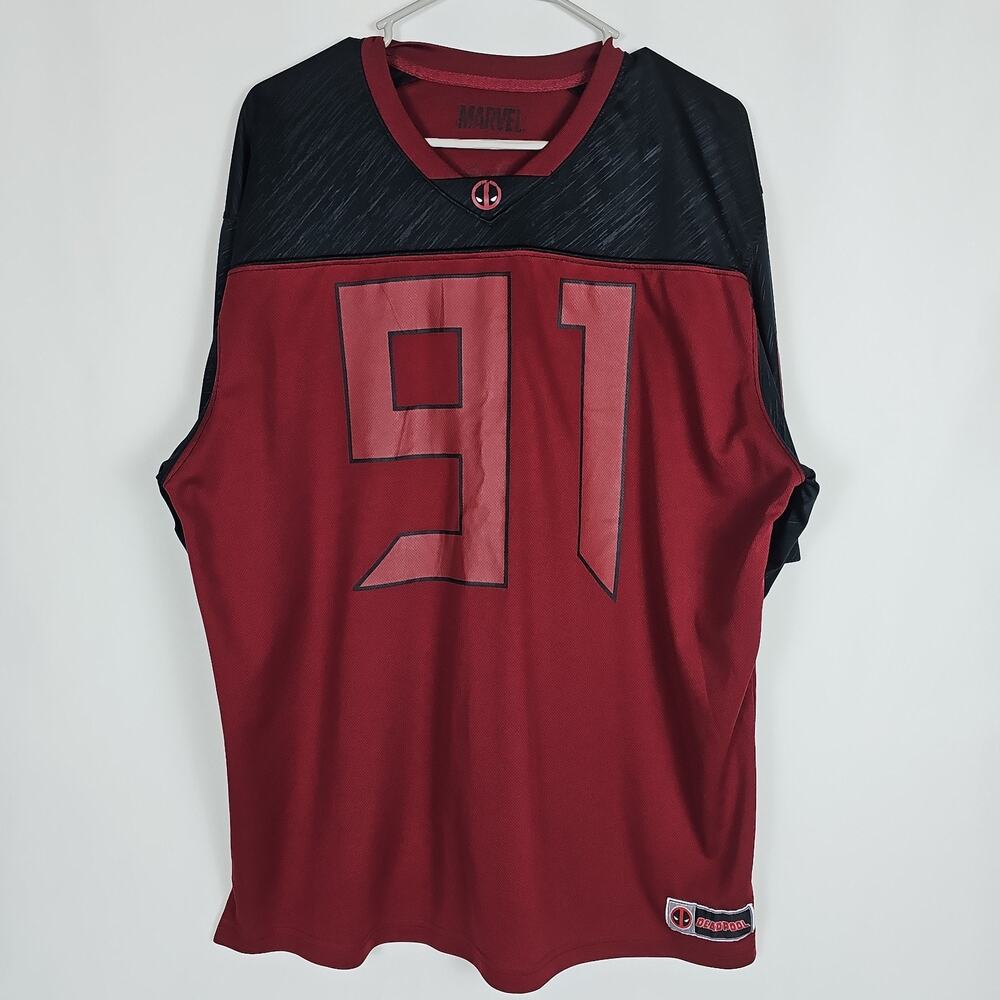 Marvel Deadpool Jersey Size XL Black Red #91 Football Hockey Baseball Shirt
